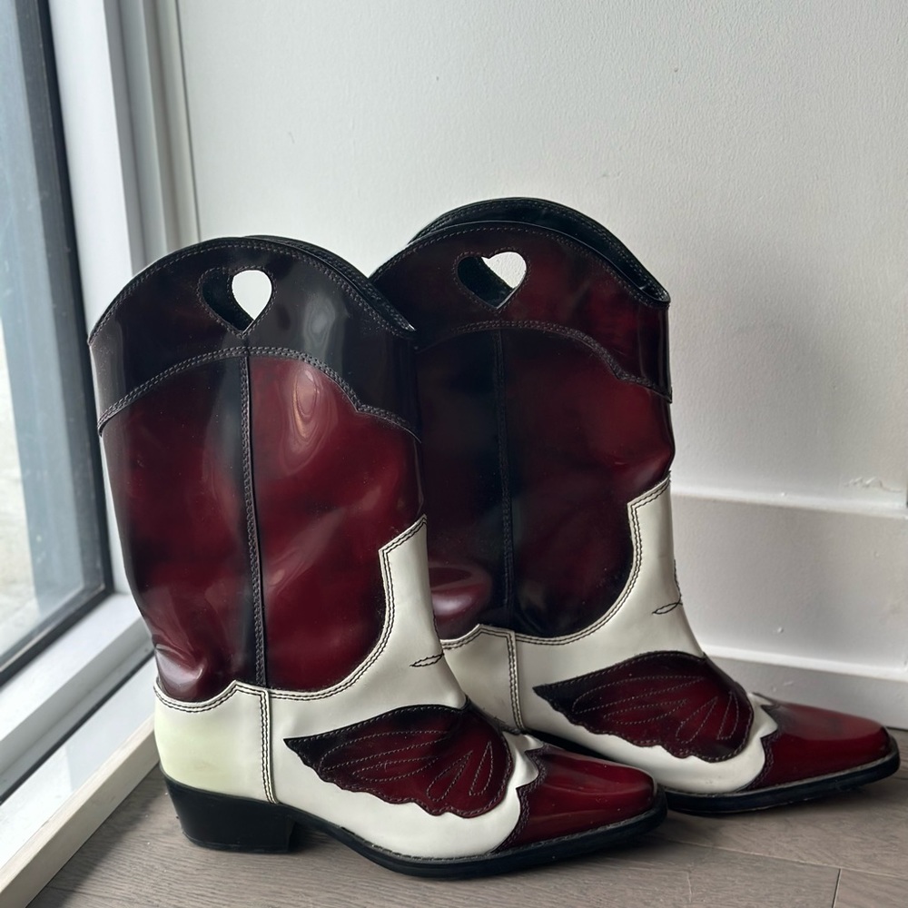 GANNI Cowboy Boots Red